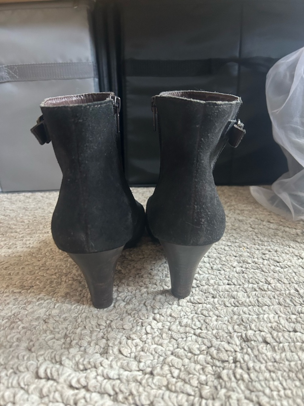 Women’s Black Suede Ankle Heel Boots